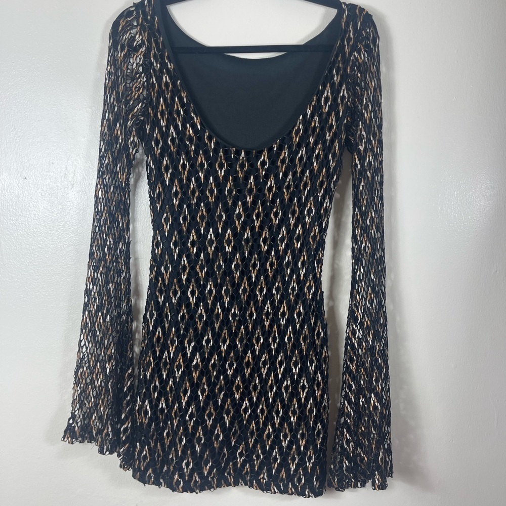 Symphony Elegant Black and Brown knit  Patterned Dress - Picture 6 of 6